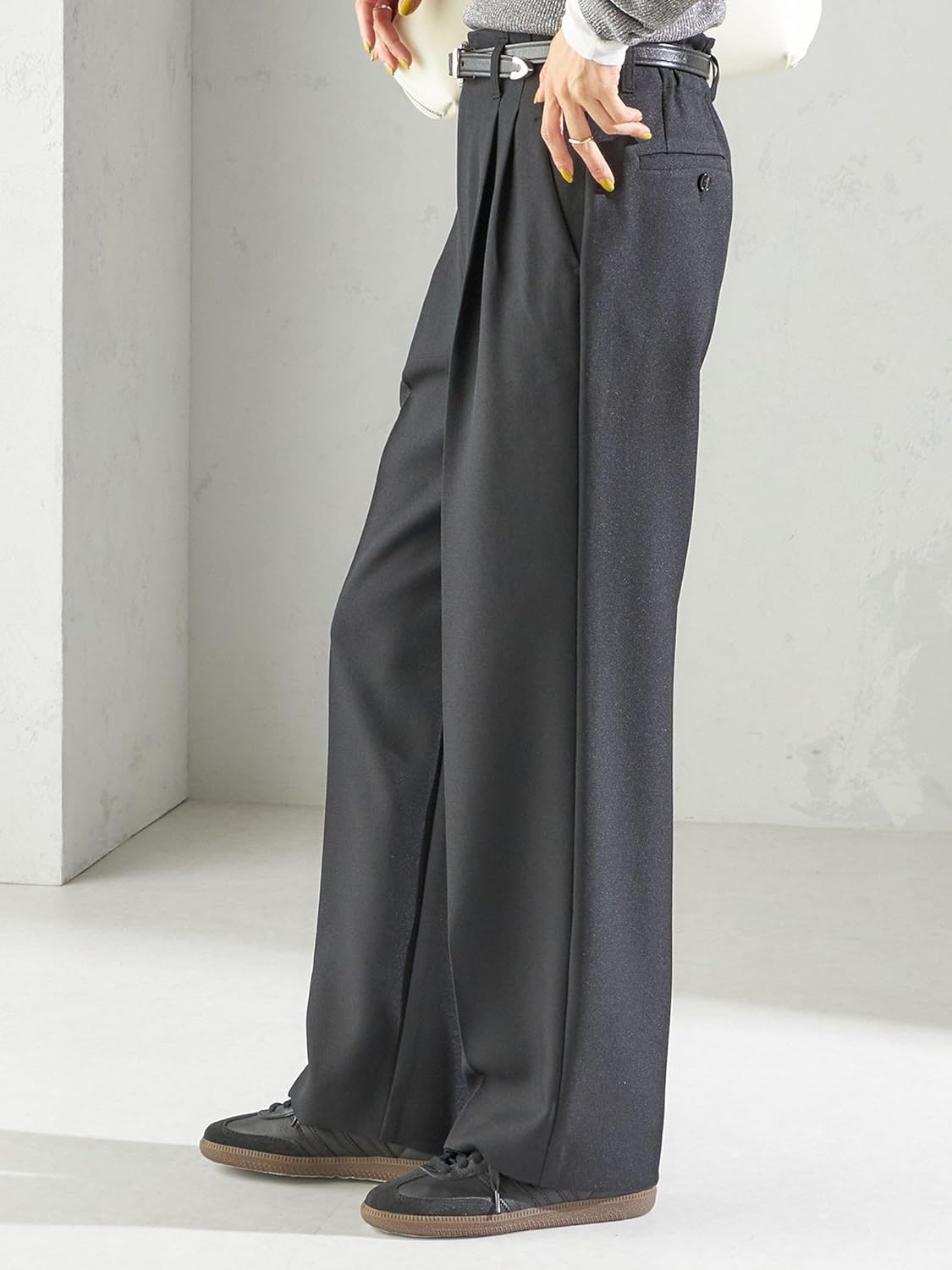 [シップス フォー ウィメン] 手洗い可能〉TUMUGITO(R) シャーク ツイード タック パンツ 313160141