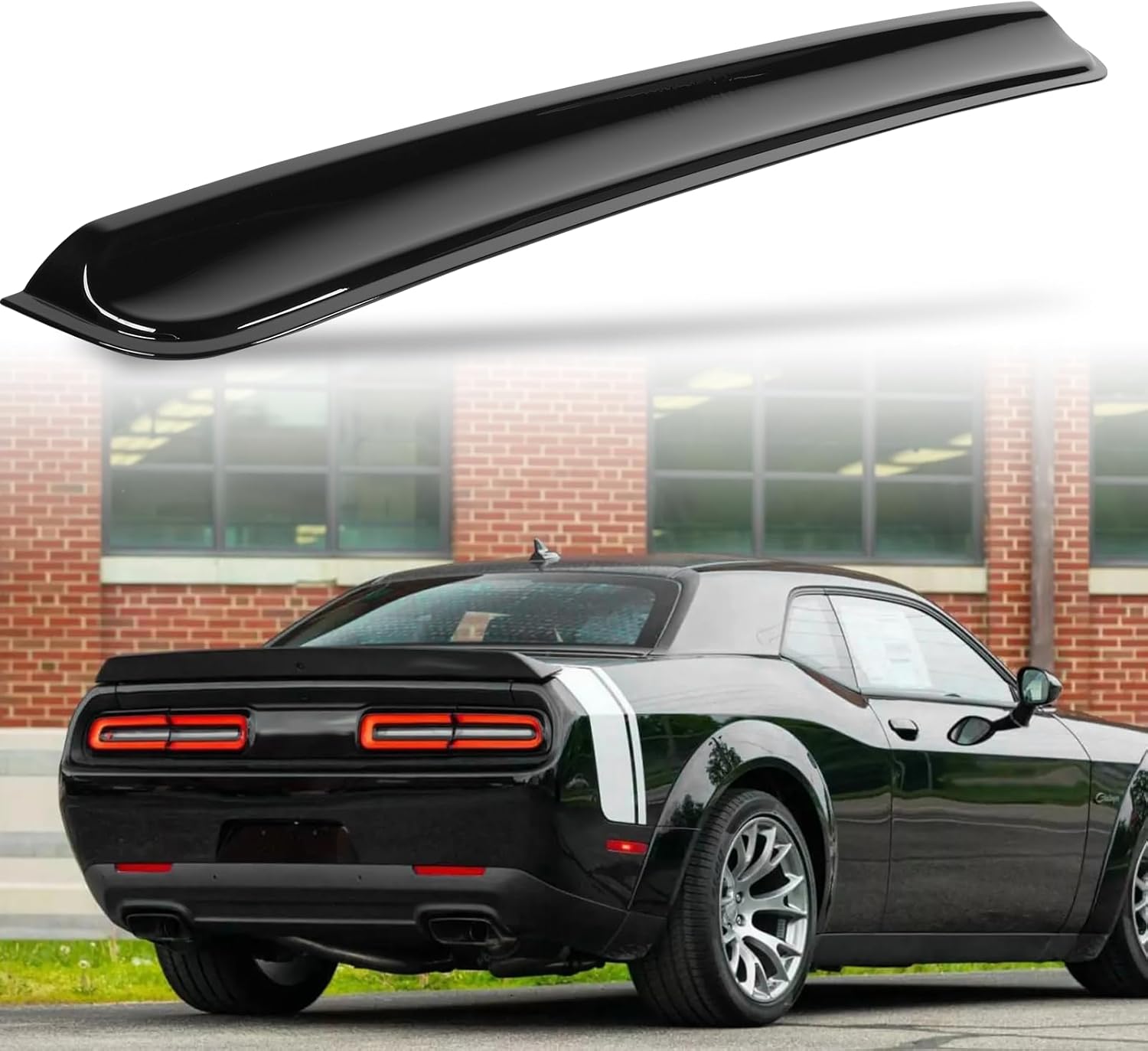 Roof Spoiler Compatible with 2009-2023 for Dodge Challenger Coupe SXT/R/T 2019-2023 for Dodge Challenger Coupe Scat Pack 392/R/T Scat Pack Widebody Gloss Black Rear Roof Spoiler