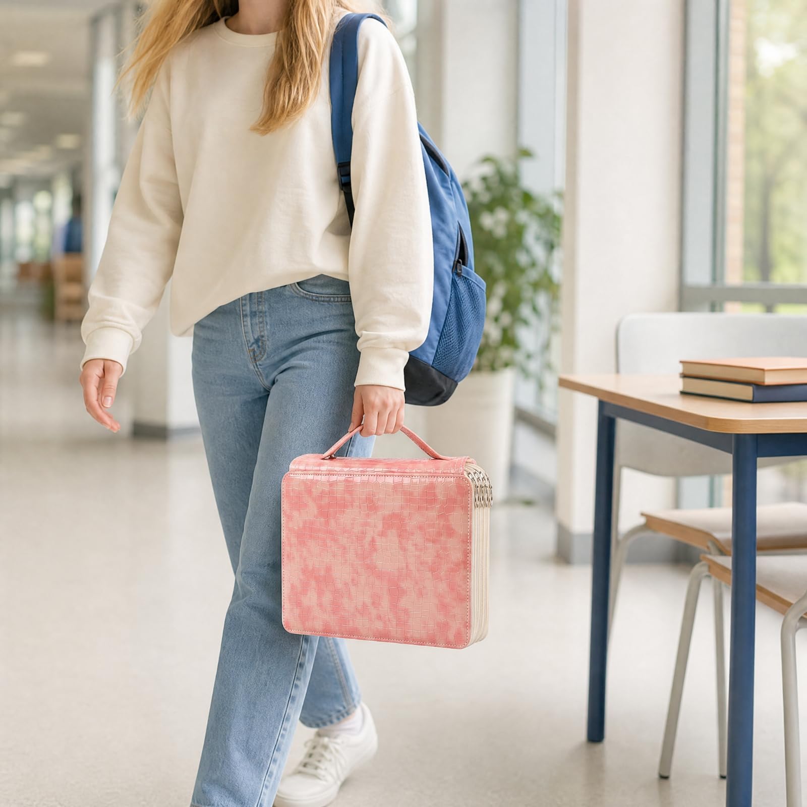Estuche con Asa Amplio | Portátil, Resisn, Estuche con Compartimentos, para Escuela, Artistas, Dibujans