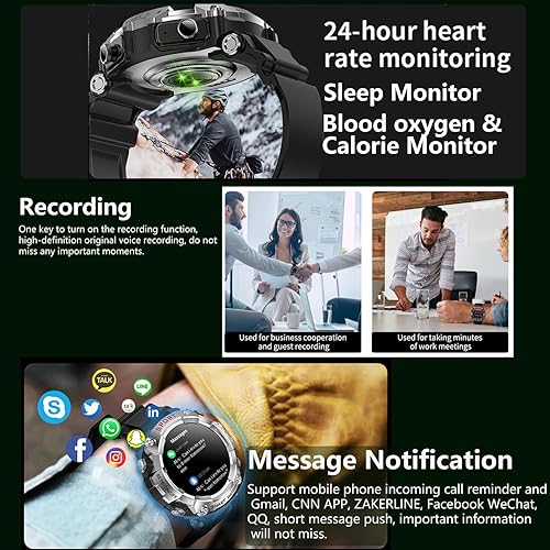 Miniatura 7 de Reloj inteligente con auriculares para hombres y mujeres, pantalla táctil HD de 1.52 pulgadas, efectos de sonido 9D, monitor de fitness y sueño,