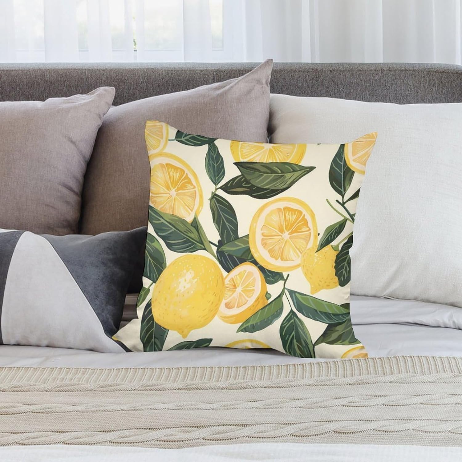 Lemon Printed Throw Pillow Case 4 Pcs Soft Pillowcases Pillows Covers Sofa Bed Decor 12/14/16/17/18/20/22/24/32 Inches