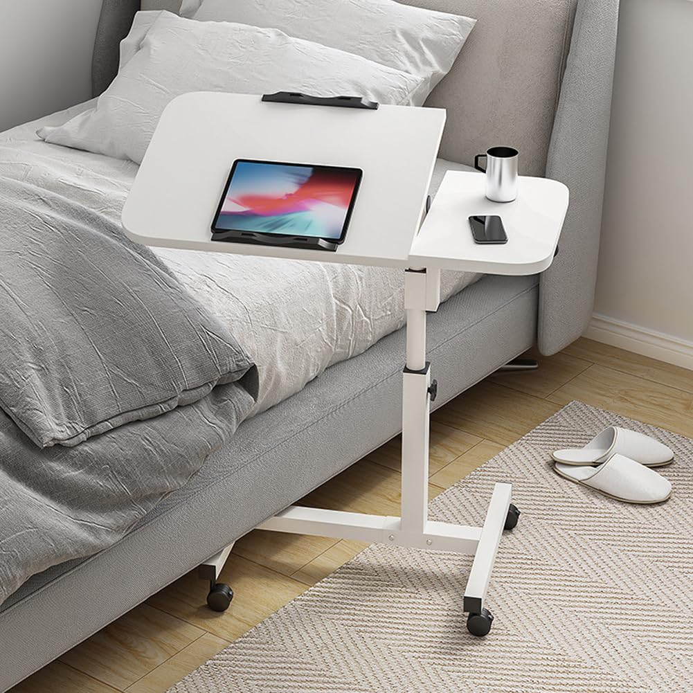 Mesa de cama con ruedas de altura ajustable, mesa móvil para discapacitados para comer, mesa de hospital sobre la cama, sofá sobre la cama, mesa auxiliar con bandeja, carrito de escritorio
