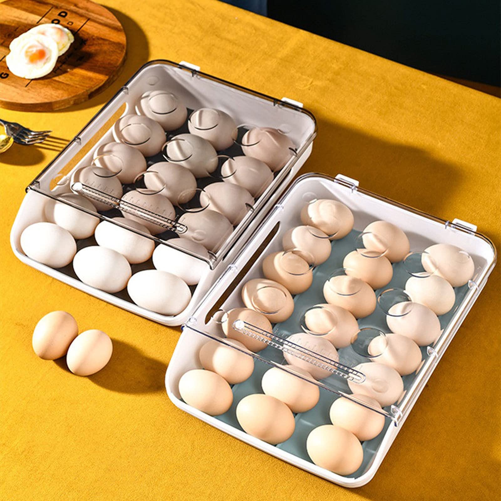 Boîte de Rangement, Boîte de Rangement Alimentaire Réfrigérateur Plateau à Oeufs Conteneur avec Couvercle Multifonctionnel Bac à Oeufs Accessoires de Cuisine (Bleu)