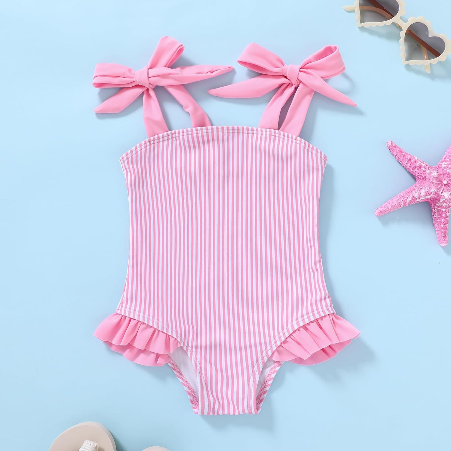 YOUNGER TREE Toddler Swimsuit Girl Color Block Stripe One-Piece Swimwear Baby Girl Bathing Suits - Image 2