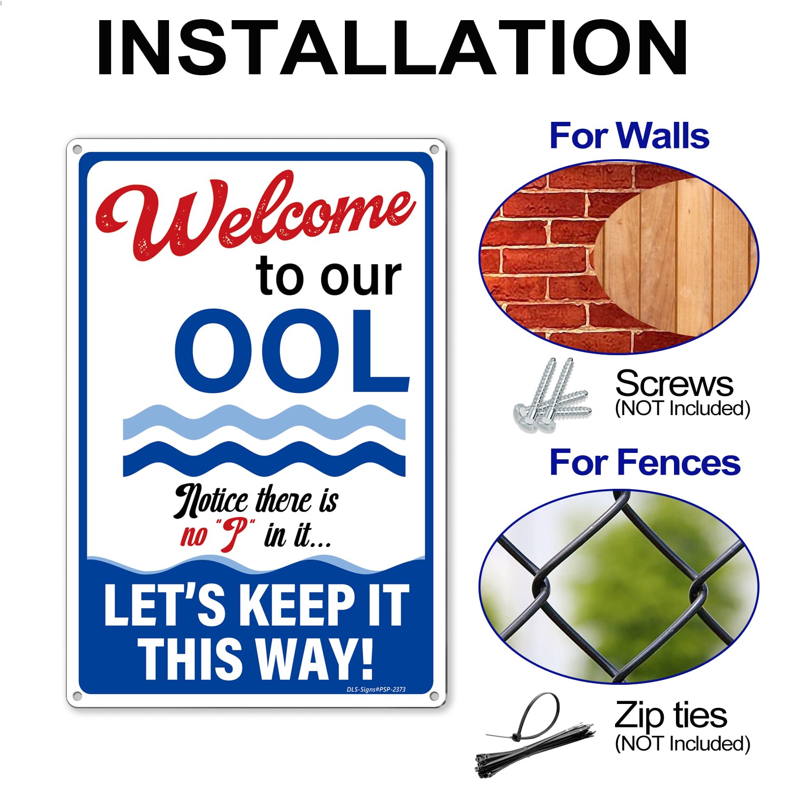 [1+1 Pack] Pool Signs for Outside,12 × 8'' Printed with