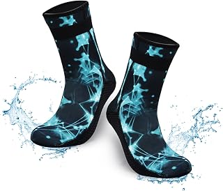 ABPOK Calcetines térmicos de neopreno de 3 mm, antideslizantes, correa de velcro ajustable, múltiples tamaños, esnórquel, natación, surf, deportes acuáticos para hombres y mujeres