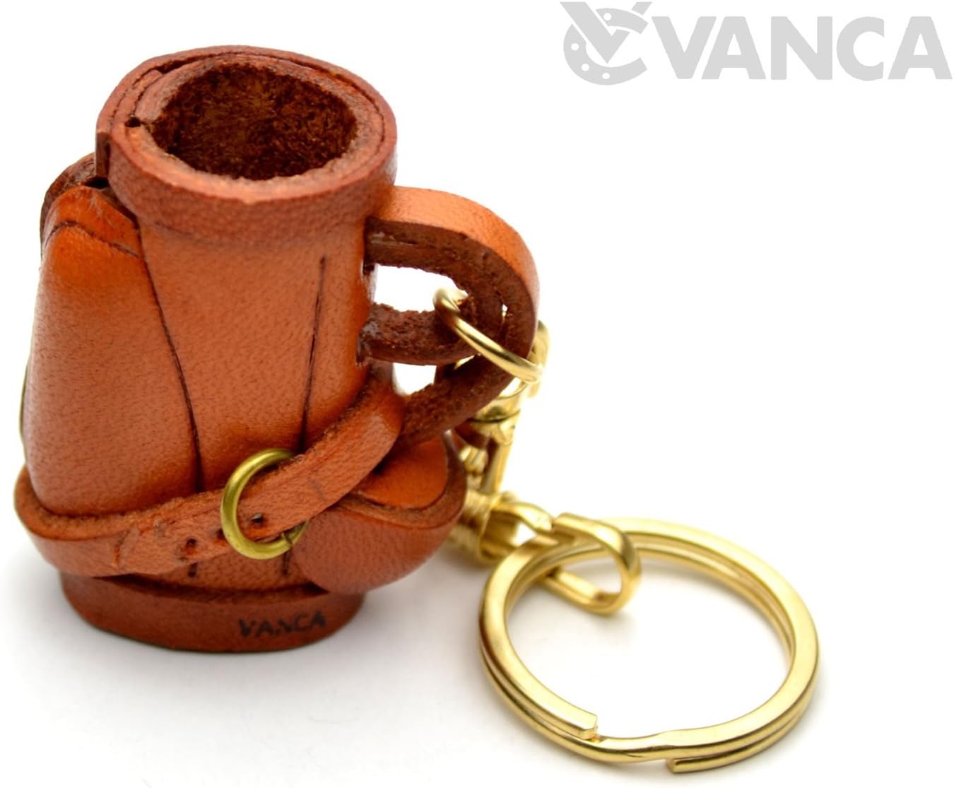 Golf Bag Sports 3D Leather Keychain(L) VANCA Craft-Collectible Keyring Charm Pendant Made in Japan