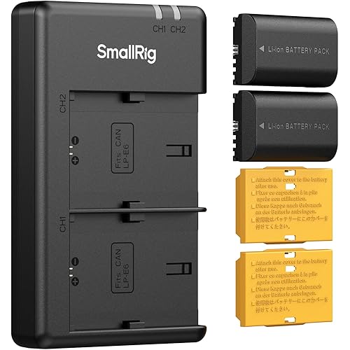 SMALLRIG Camera Battery Charger Set for Canon LP-E6P, 2320mAh Battery, Dual-Slot Fast Charging, Fully Decoded for Canon EOS R6 Mark III,R5 Mark II,R6 Mark II,C50,5D Mark II/III/IV,6D,7D,R5/R6/R7