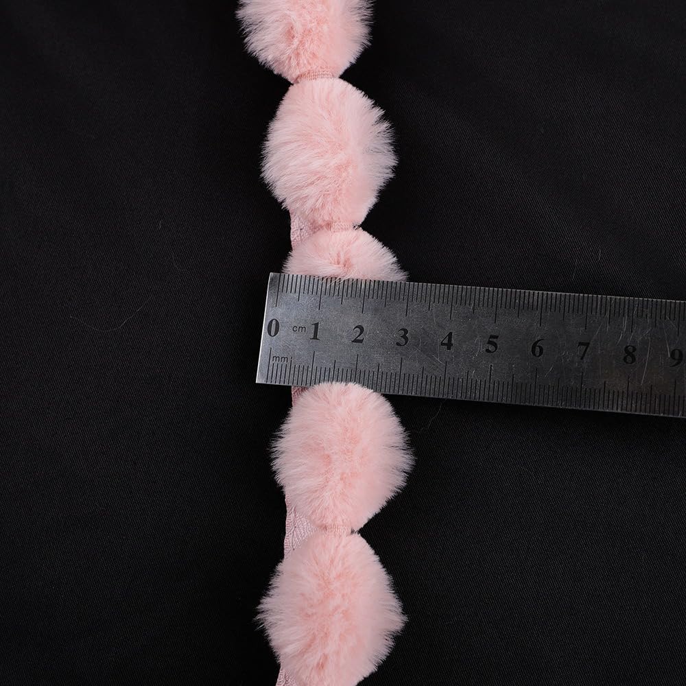 Klasyczne dekoracje, wstążki kwiatowe Obramowanie futrzanych pomponów 24 m do rzemiosła krawieckiego 3 cm frędzle w kształcie pompona(Red)