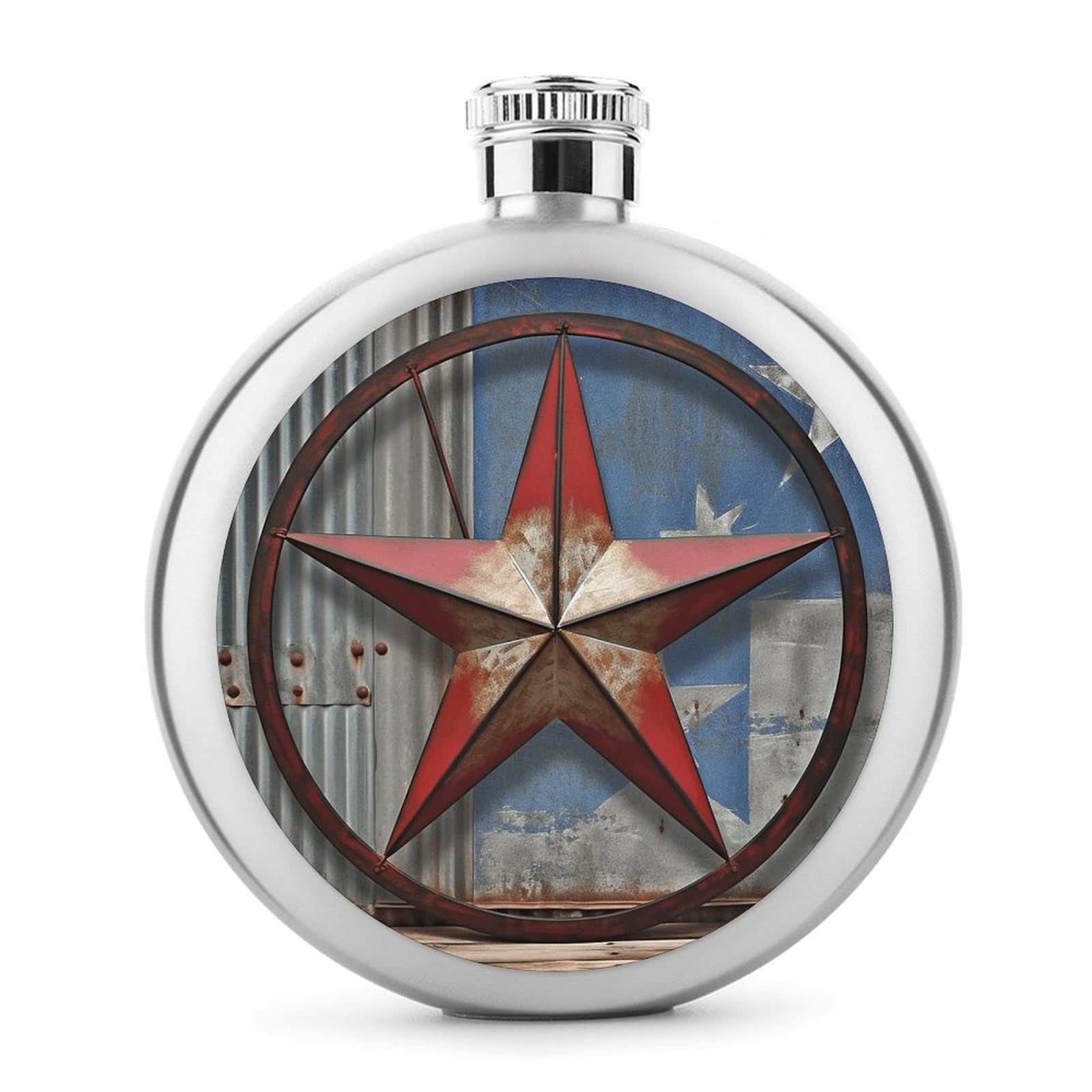Bouteille à liqueur ronde Texas Star en acier de 140 ml étanche