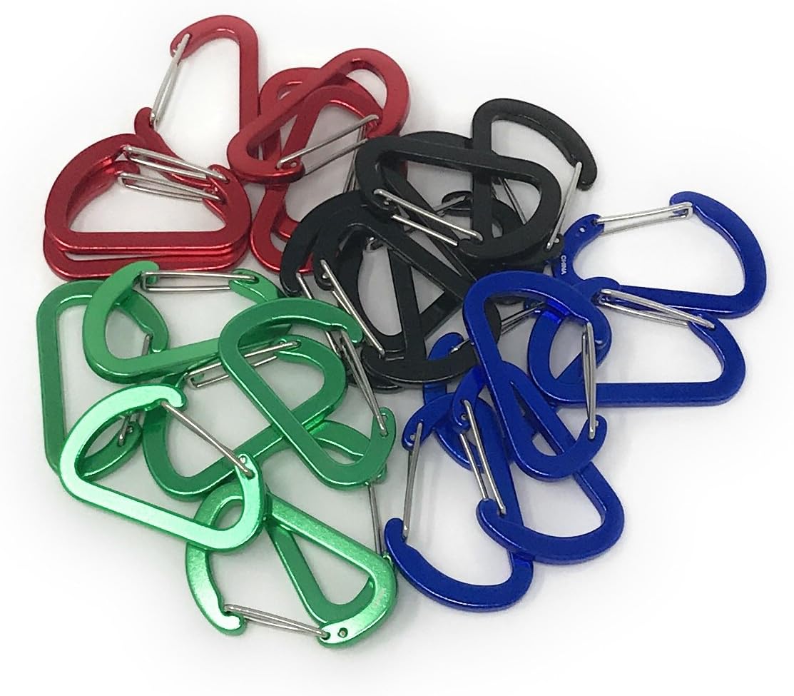 24 Bulk Mini Carabiner Keychain - Wiregate closure for simplicity, durability and security