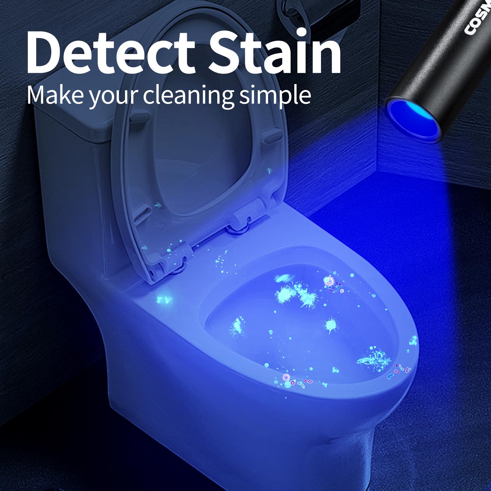Linterna UV recargable por USB, luz negra de 365 nm (paquete de 3), mini y potente linterna ultravioleta detector portátil para orina de mascotas, manchas de gato y perro, escorpión, chinches