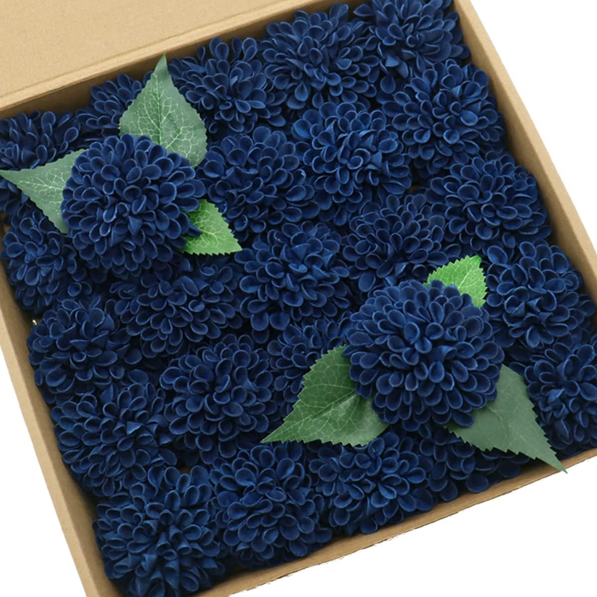 D-Seven Artificial Flowers Navy Dahlia Flowers 25 pcs Fake Roses w/Stem for DIY Wedding Bouquets Floral Centerpieces Arrangements Baby Shower Cake Flower Decor