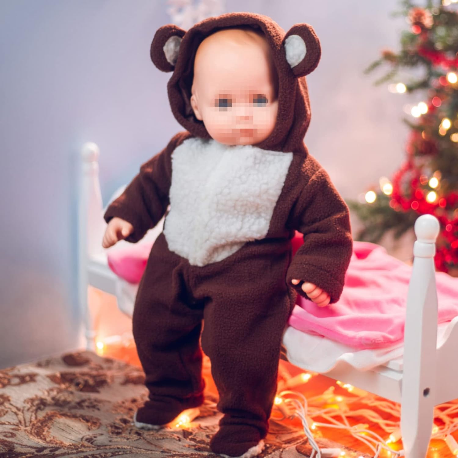The Queen's Treasures 15 Inch Doll Clothes Designed for Use with Bitty Baby Dolls, Soft Brown and White Teddy Bear Cub Sleeper Pajamas, Compatible with American Girl's Bitty Baby Twins.