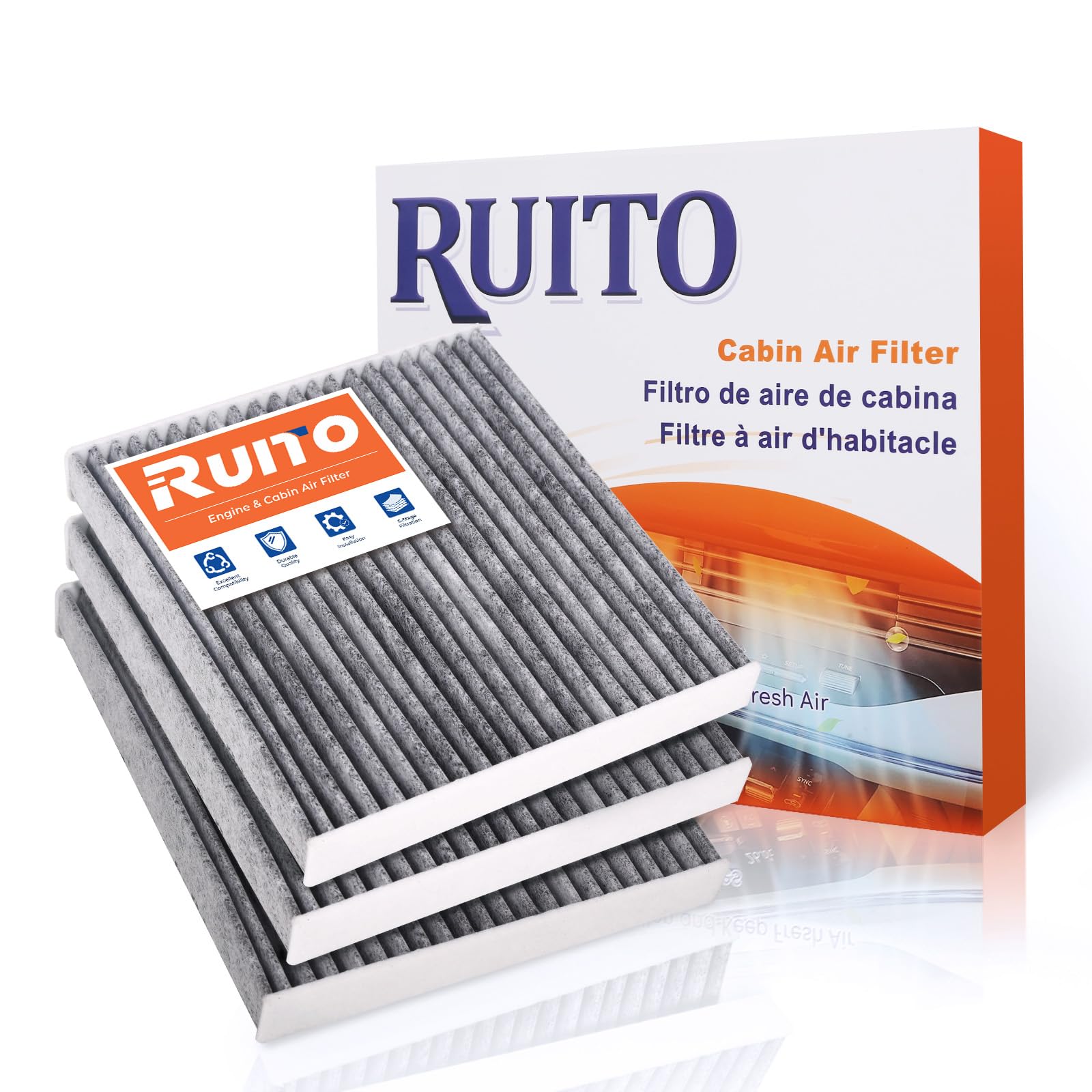 RUITO Cabin Air Filter, Fits 2016-24 Civic, 2017-24 CR-V, 2009-20 Fit, 2016-24 HR-V, 2010-22 Insight, 2018-24 Odyssey, 2019-24 RDX, 2021-23 TLX, 2022-