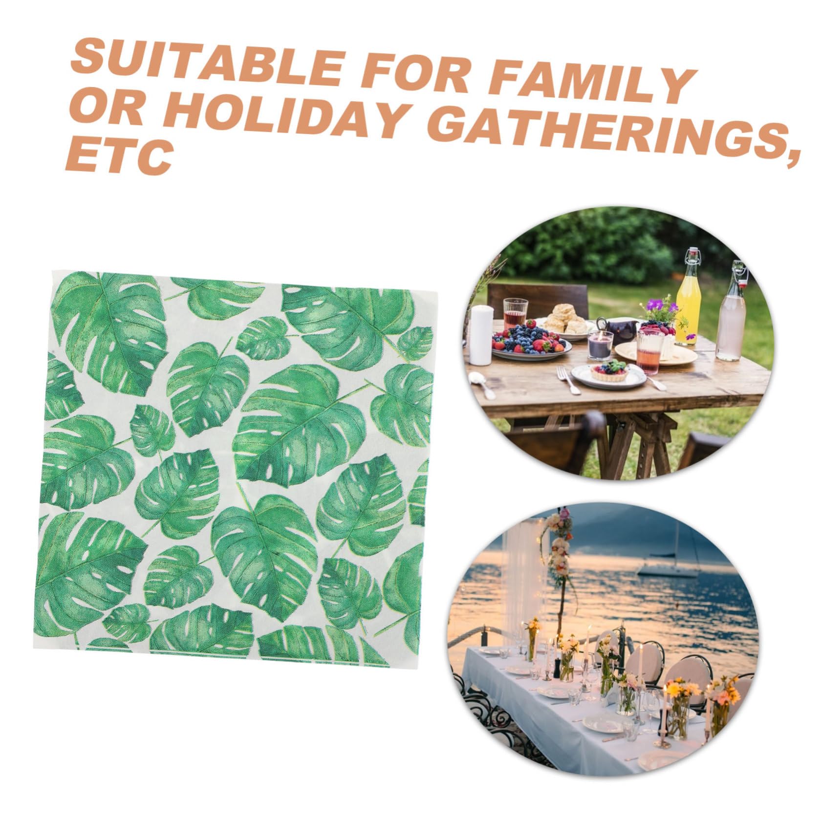 Beaupretty 3piezas Servilletas De Fiesta Estampado De Verdes Paquete De Servilletas Por Bolsa Decoración Para Bodas Cumpleaños y Reuniones Familiares