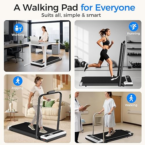 Miniatura 7 de AoraPulse - Caminadora plegable portátil para el hogar, pequeña caminadora para oficina en casa con capacidad de 300 libras, caminadora eléctrica