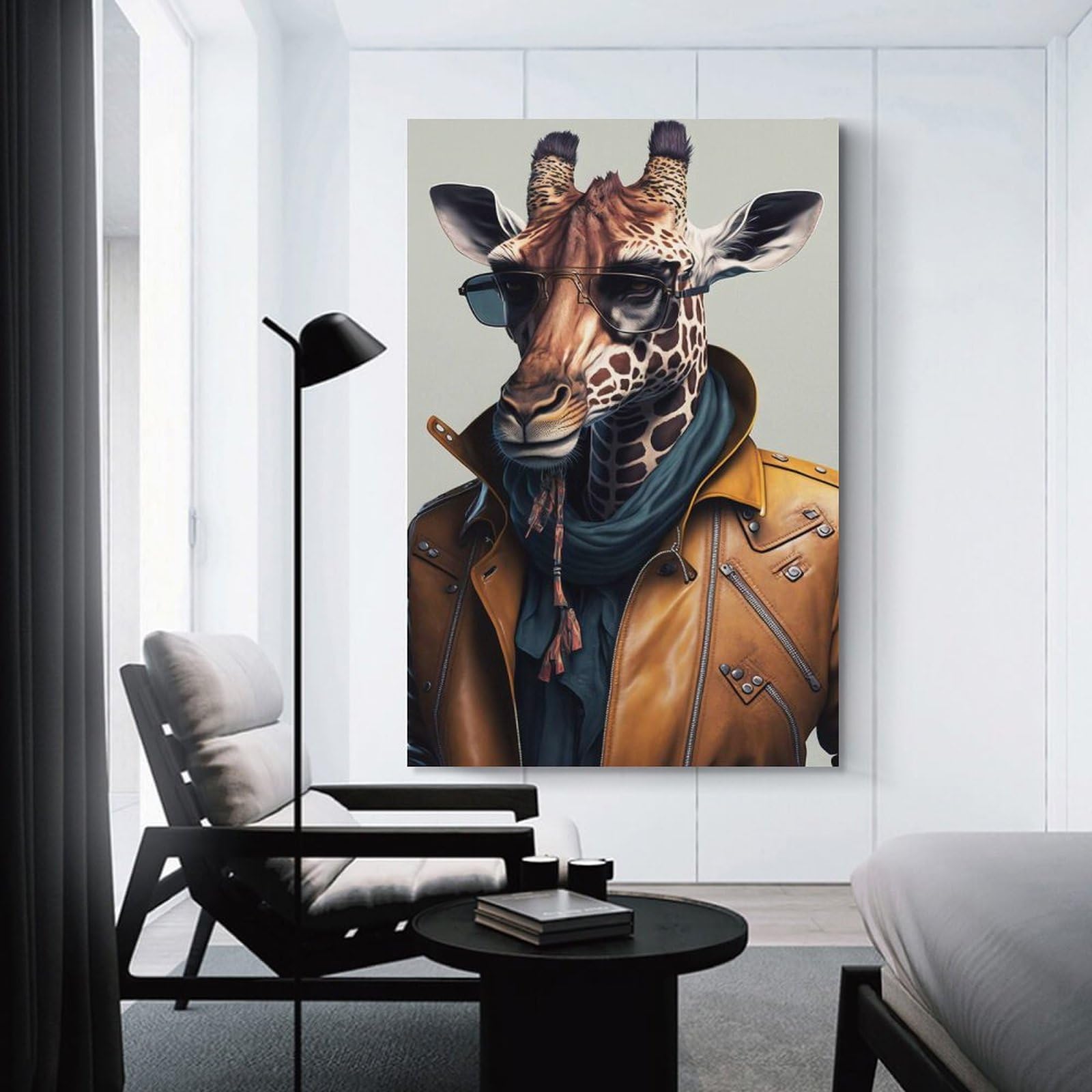 Junmoney Street Smart Giraffe Wall Picture Print 08x12inch(20x30cm), for Home Walls, Creative Rooms Or Shared Spaces, Stylish Home Artwork for Focal Walls