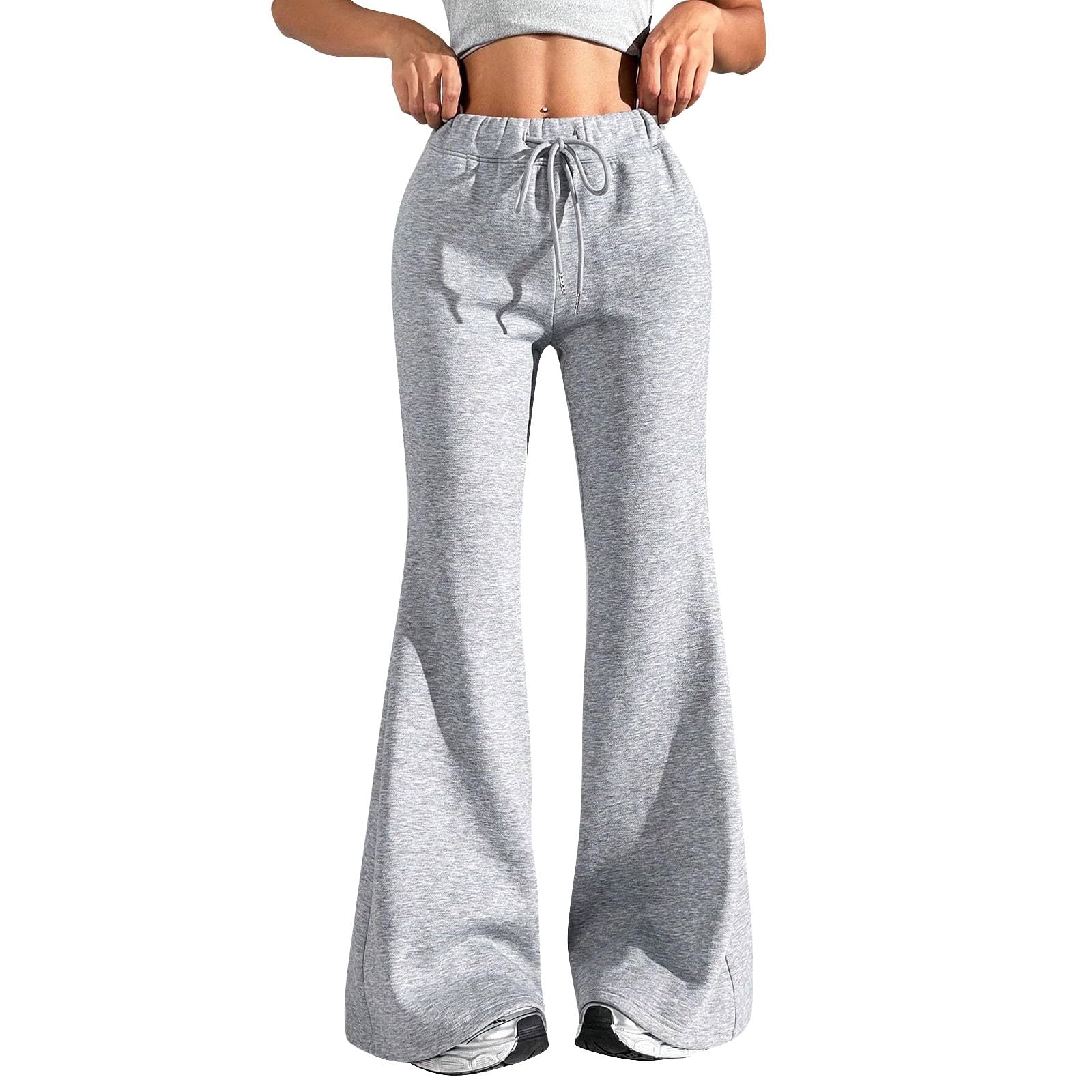 Sweatpants Women Plus Size Comfy Flare Drawstring Dress Pants Styles Palazzo Bell Bottoms Trousers with Pockets