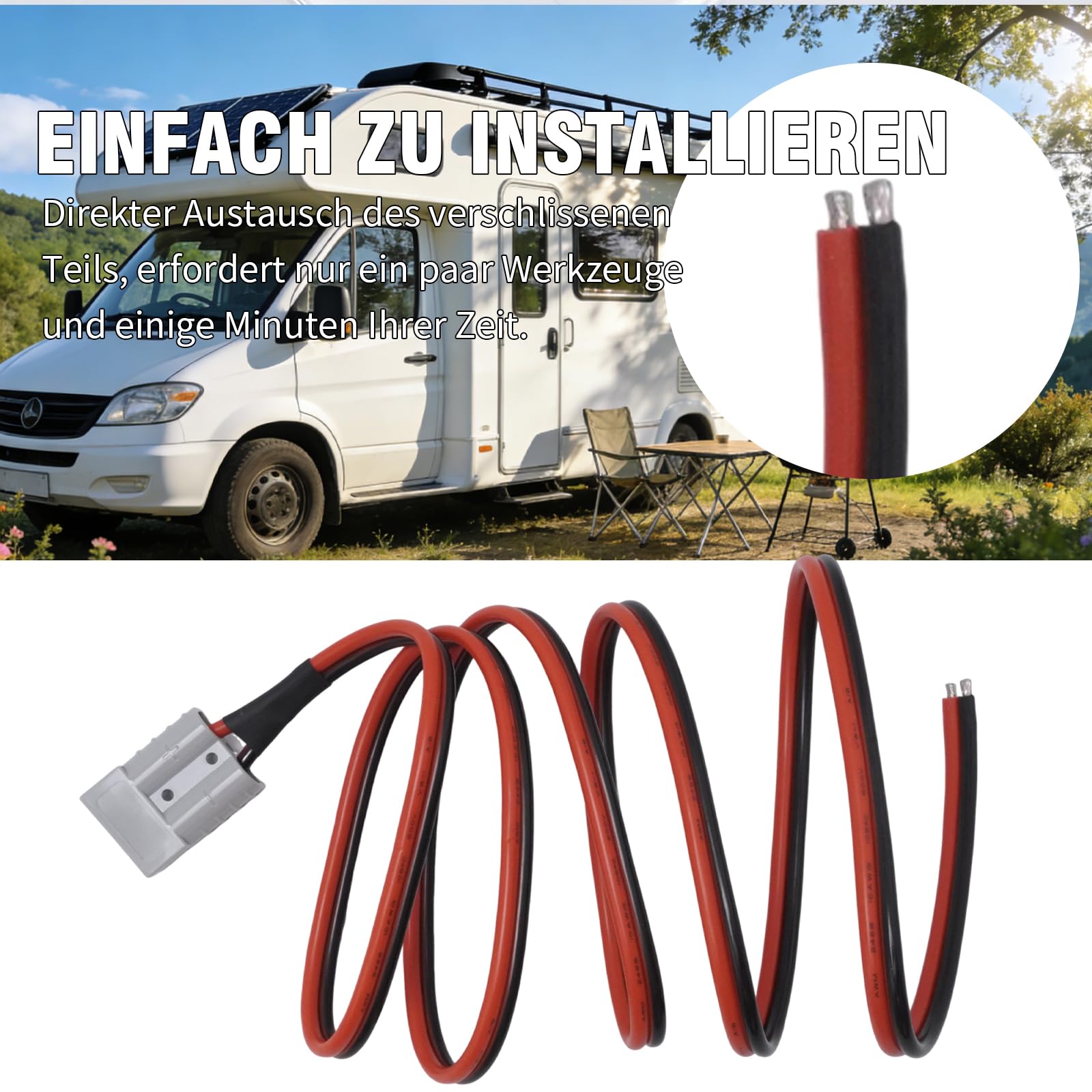 Hoypeyfiy Anderson Stecker Set mit 3m 10AWG Kabel, 50A Schnellverbinder für Lithium Batterie, Solar, Audio, Extra Reichweite für Ihre Anwendung (3 m)