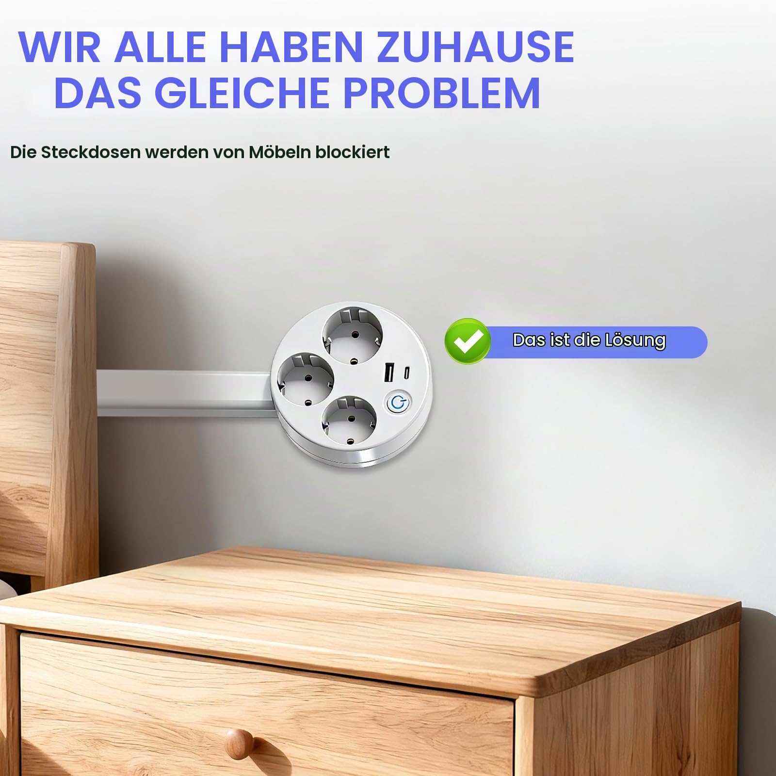 Erweiterbare Steckdosenleiste Ausziehbar mit Ausziehbarer(45-70cm)