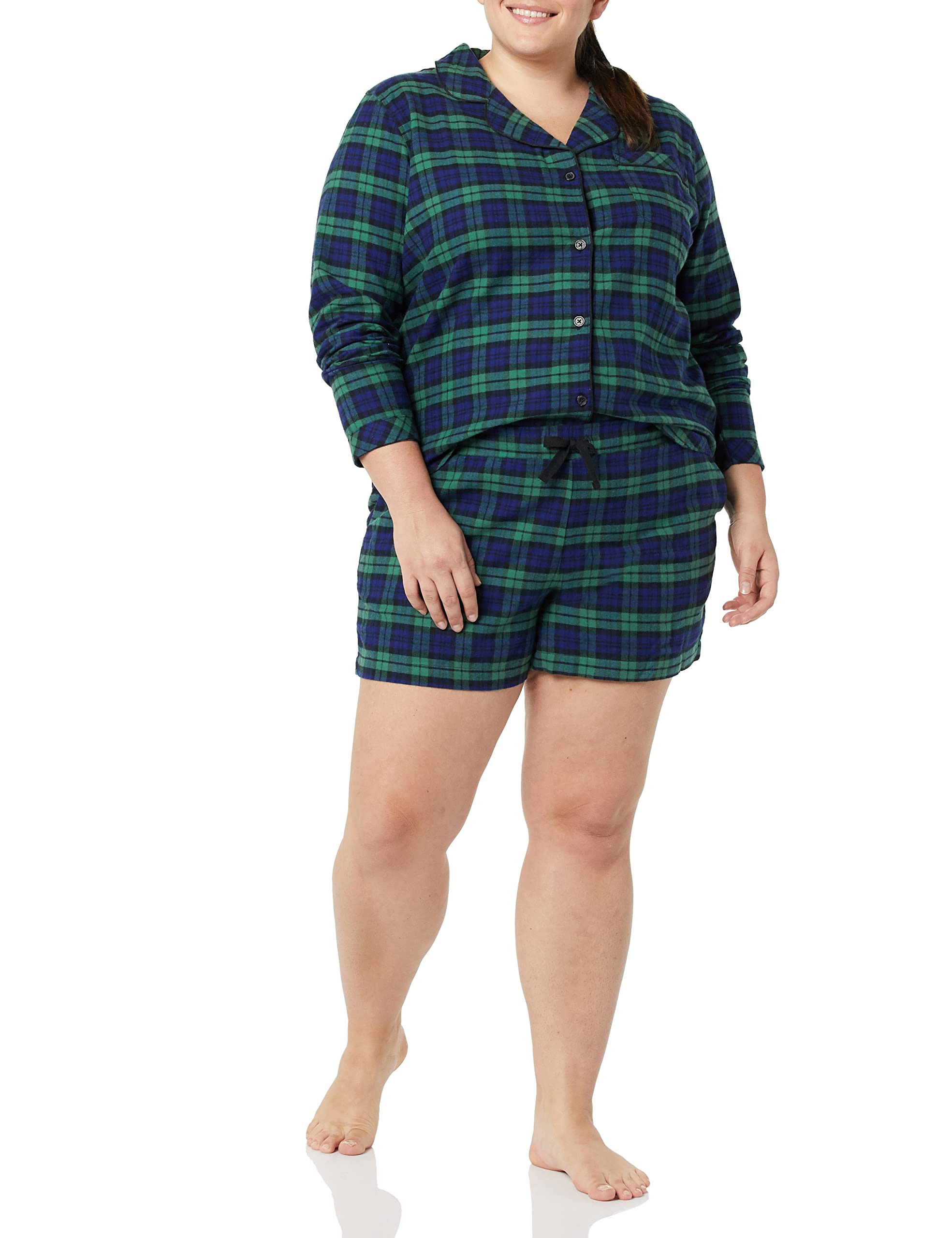 Amazon Essentials Kobiety Lekka flanelowa piżama z szortami