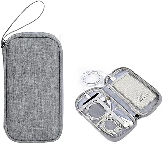 Travel Electronics Organizer Case,Handheld Mobile Power Bank Storage Bag,Portable Electronic Accessories Carrying Case for Mobile Phone Power Bank USB Cable Earphone SD Card Flash Drive (Gray)