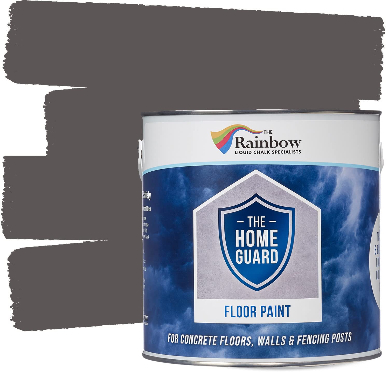 Rainbow Chalk Markers Floor Paint - 5L Dark Grey | Heavy Duty & Hard Wearing, Water-Based Indoor & Outdoor Floor Paint | Non-Slip Satin Finish Garage Floors, Warehouse, Concrete, Stone & Patio Floors