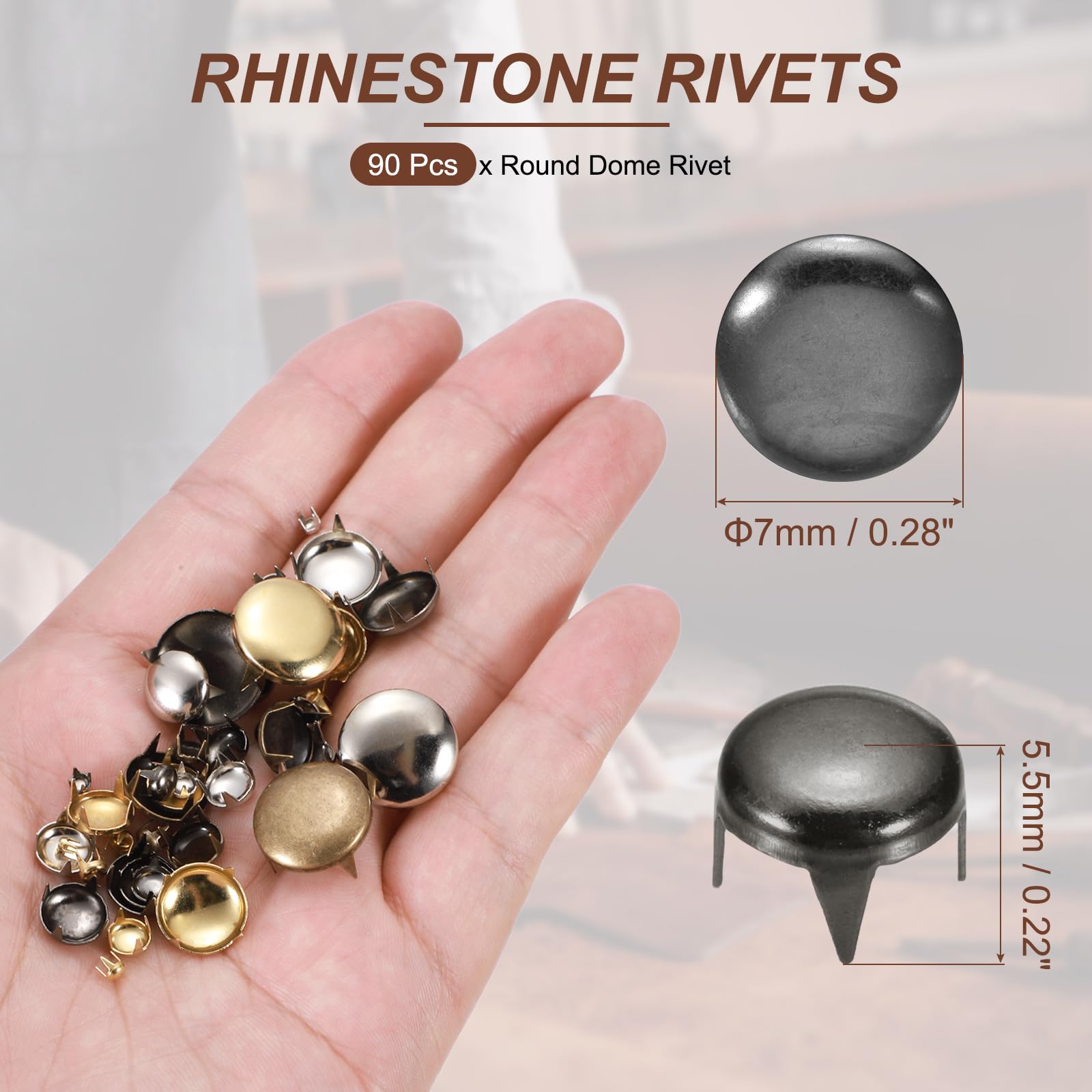 PATIKIL 7mm Round Dome Rivet - Image 2