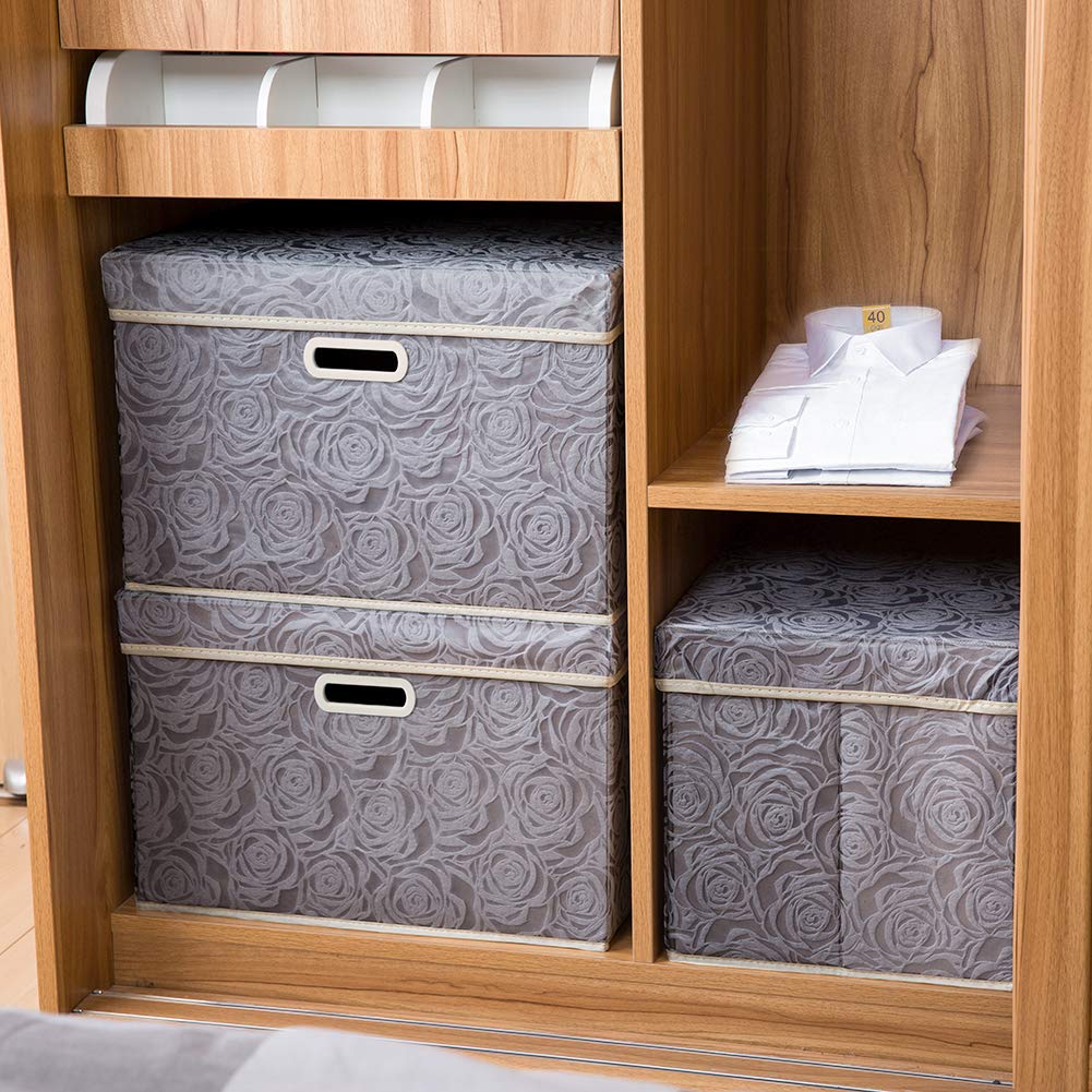 Prandom Scatole Pieghevoli Con Coperchio - 43x30x30 Cm, Tessuto Impermeabile, Confezione 3