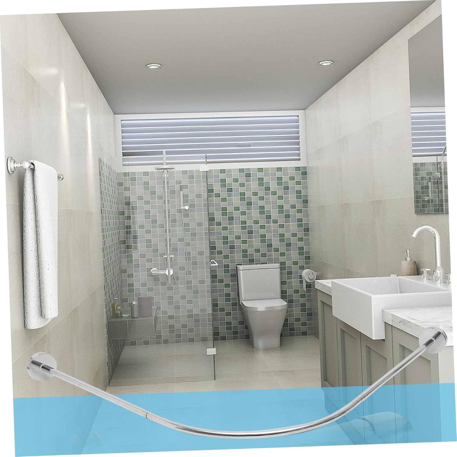 3Pcs Curved Shower Curtain Rods Tension Bathroom Rod Resistant Easy Installation Versatile for Shower Drying Use Smooth Surface Design