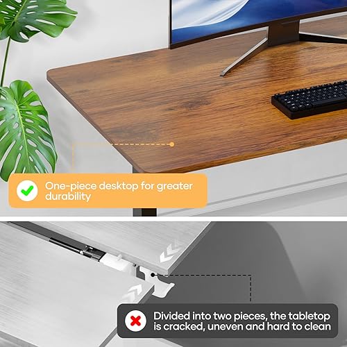 Miniatura 7 de Crenova Escritorio para computadora de pie, escritorio eléctrico de altura ajustable para oficina en casa, mesa de juego de 55 x 28 pulgadas (marrón