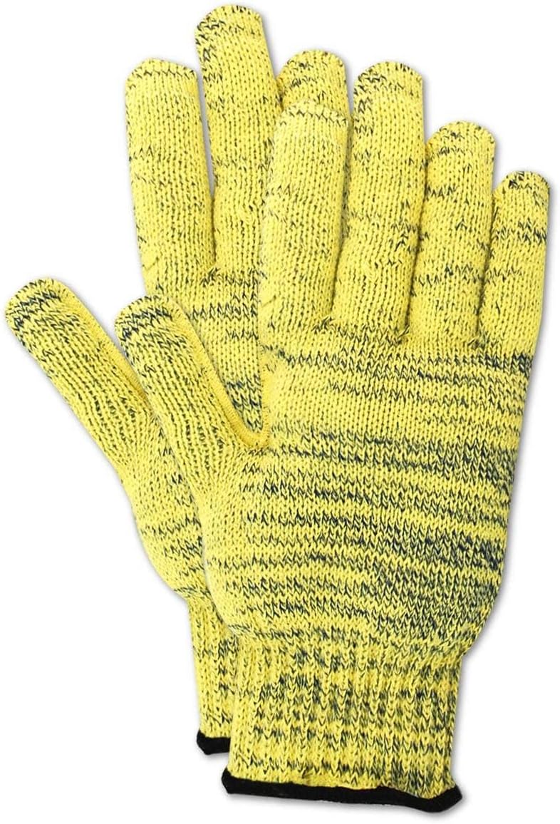 MAGID KA1000-9 Cut Master KA1000 Kevlar Armor Blend Seamless Knit Gloves, Cut Level 5, Large, Yellow (2 Pair)
