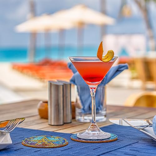 Miniatura 6 de 8 piezas de campanas de árbol de Navidad de Papá Noel, Poinsettia Diamond Art Painting Kits con soporte, posavasos de arte de Navidad con bases de