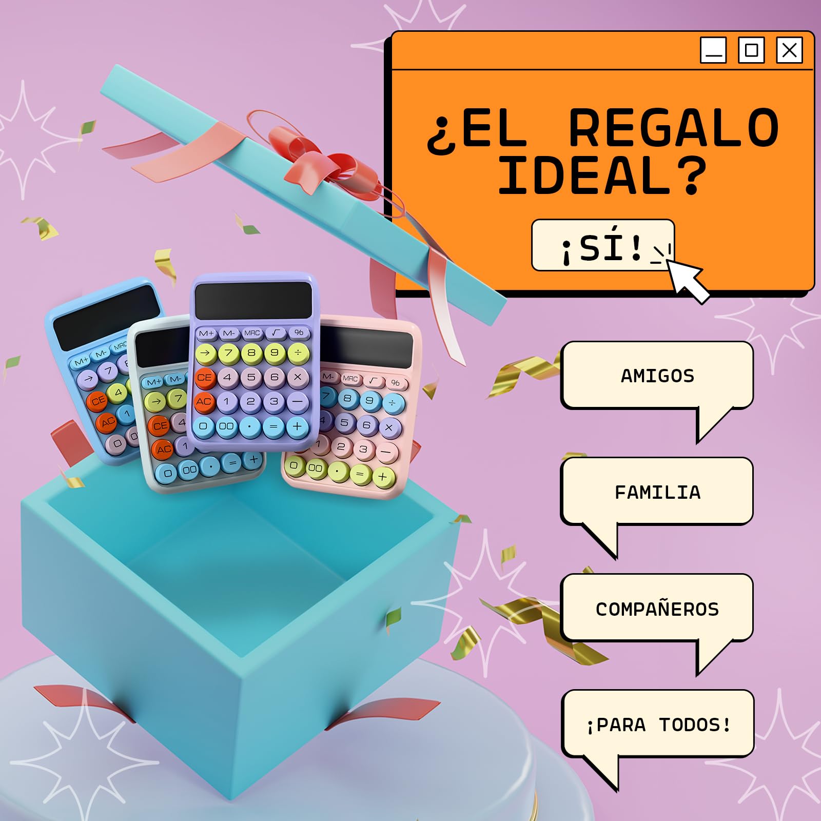 Zeno Calculadora Rosa – Calculadora de Escritorio Cute con Teclas Grandes, 12 Dígitos, para Escuela, Casa y Accesorios de Oficina Rosas