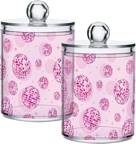 Vista 97 de Paquete de 2 recipientes de almacenamiento de mármol turquesa para baño, juego de tarros de boticario de plástico acrílico, organizador