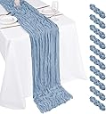 10 Pack Dusty Blue Cheesecloth Table Runner 17x108 Inch Boho Gauze Cheese Cloth Table Runners for Wedding Party Baby Shower Birthday Home Decor