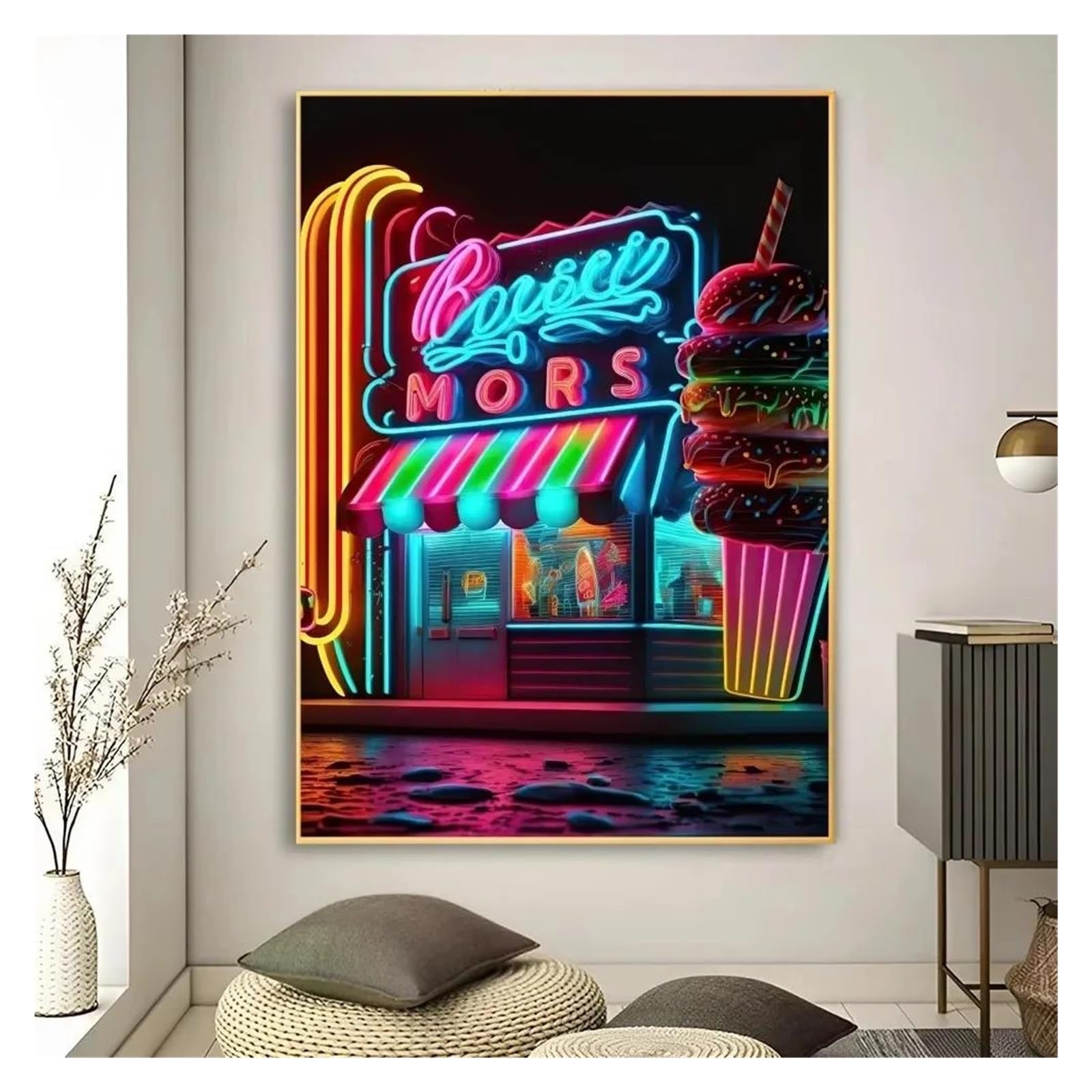 Peinture sur Toile Punk Pizza Art Mural Haut de Gamme pour Cafétéria