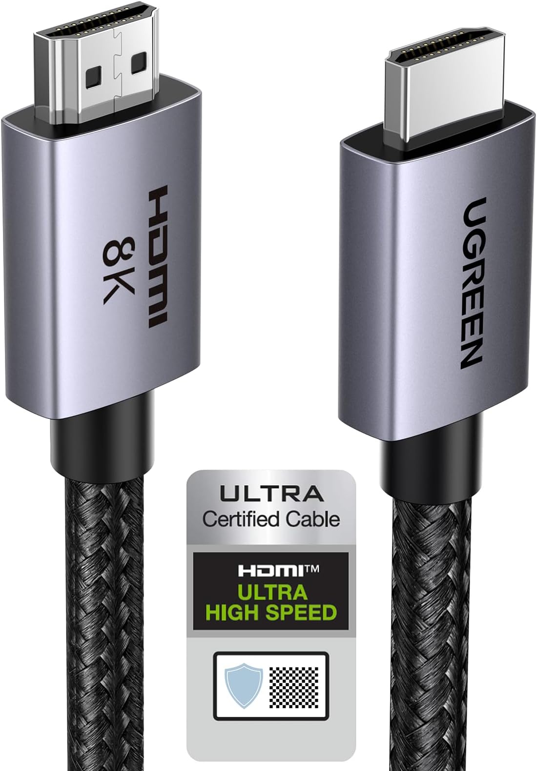 UGREEN 8K HDMI 2.1 Cable 48Gbps 3.3FT, Certified Ultra High Speed HDMI Cord Aluminum, 4K@240Hz 120Hz 10K 8K@60Hz, HDCP 2.2&2.3, eARC HDR 10 Dolby Compatible with PS5/Blu-ray/Roku TV/Switch 2/Mac mini