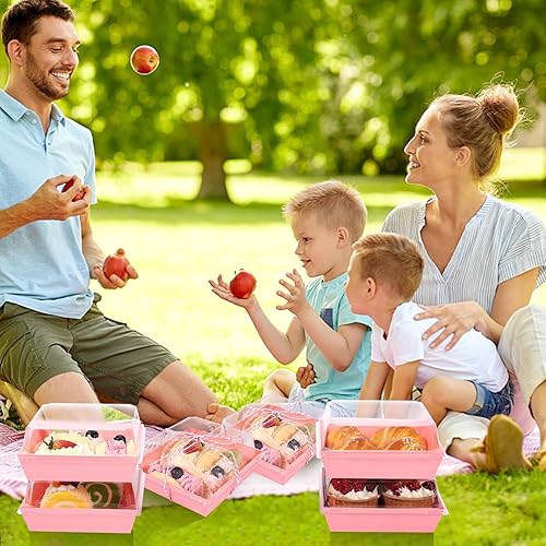 Miniatura 6 de Paquete de 50 cajas de papel para embutidos con tapas transparentes, recipientes de alimentos desechables cuadrados de 4.3 pulgadas, cajas de