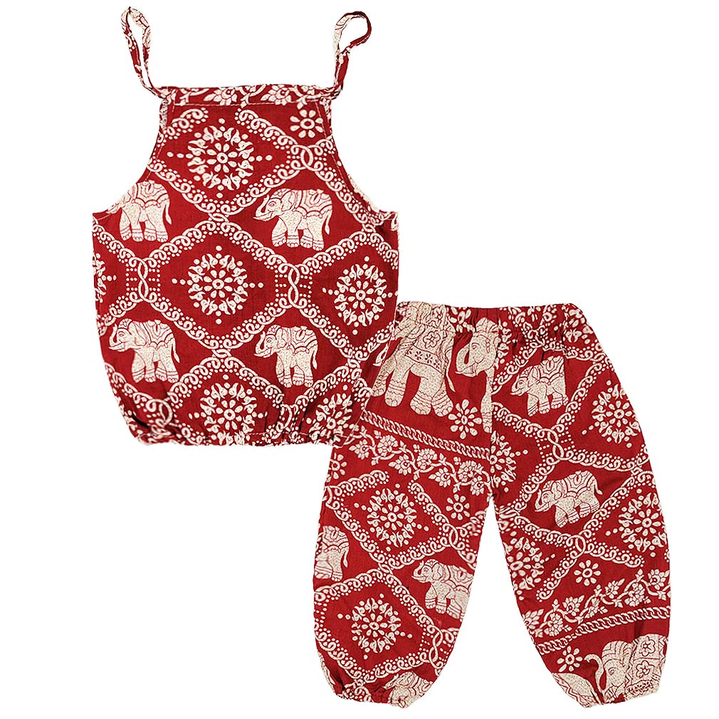 Baby Girls Boho Elephant Tops Harem Pants 2 Piece Outfits