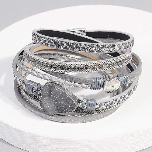 Miniatura 2 de Artilady Leather Wrap Bracelets for Women - Pearl Bracelets Handmade Clasp Bangle Bracelet with Beads Jewelry Gift for Women and Mother