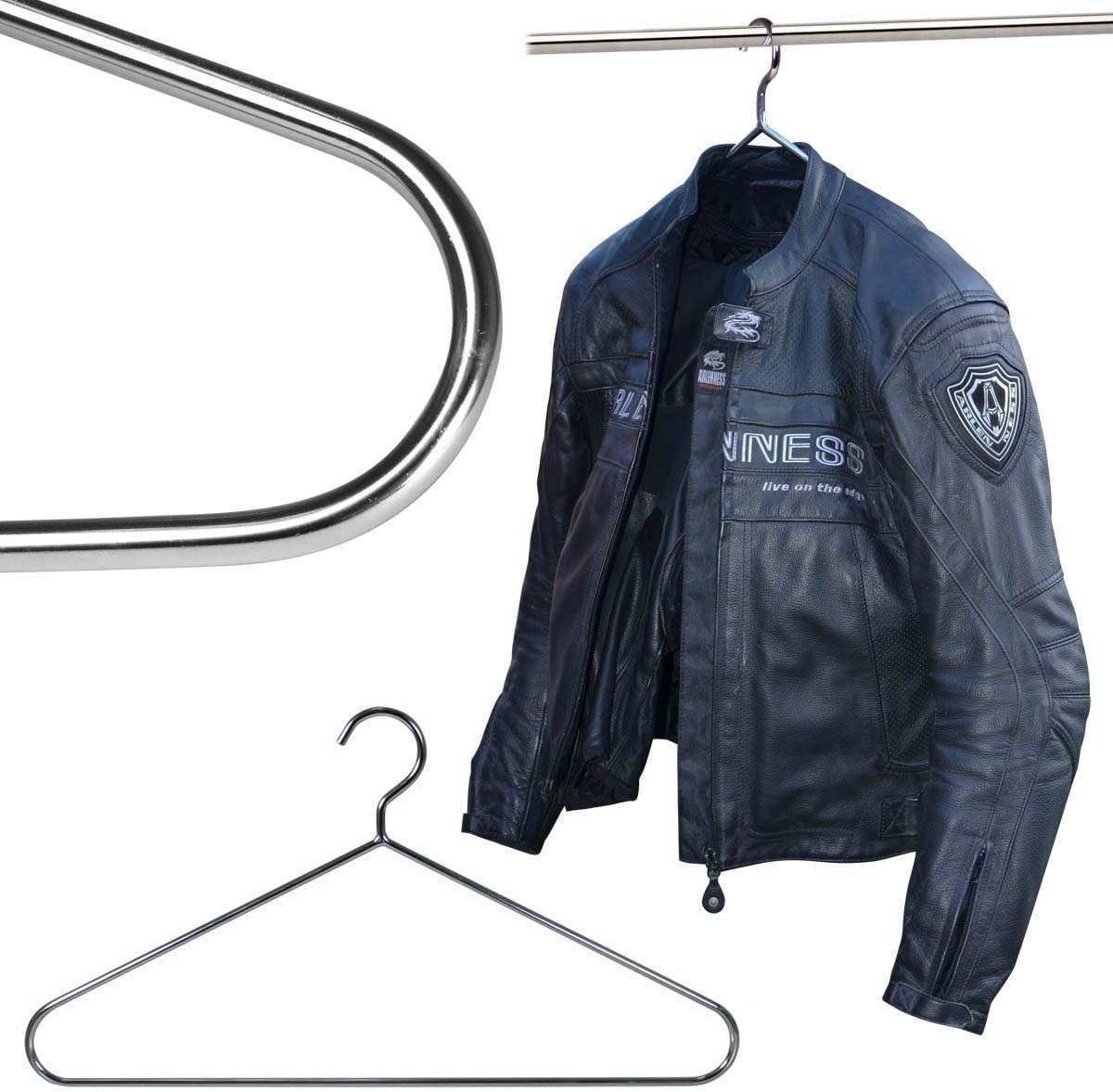 HANGERWORLD 10 Strong 45cm Heavy Duty Chromed Steel Coat Suit Jacket