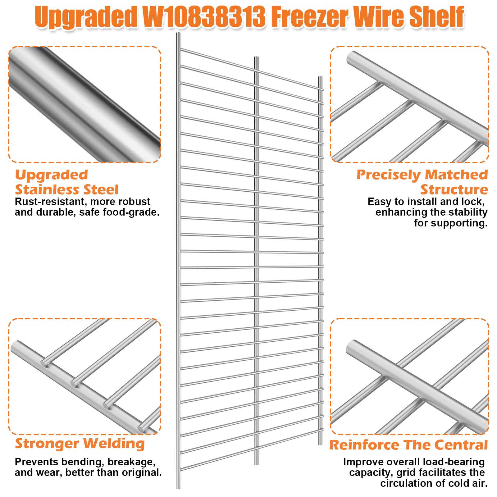 Cavo verticale dello scaffale del congelatore W10838313 per le parti dello
