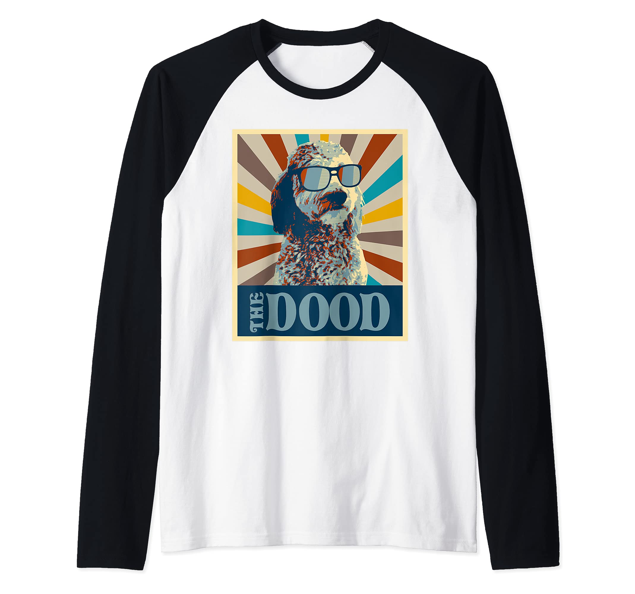 SnowDog Tees Goldendoodle The DoodThe Dood Retro Goldendoodle - Doodle Mom and Dood Dad Raglan Baseball Tee