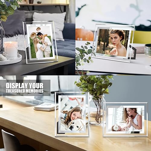 Miniatura 3 de DGWYZCGY Portarretratos de vidrio con borde espejado de 8 x 10 pulgadas marcos de fotos de 8 x 10 pulgadas marcos de vidrio para fotos de 8 x 10