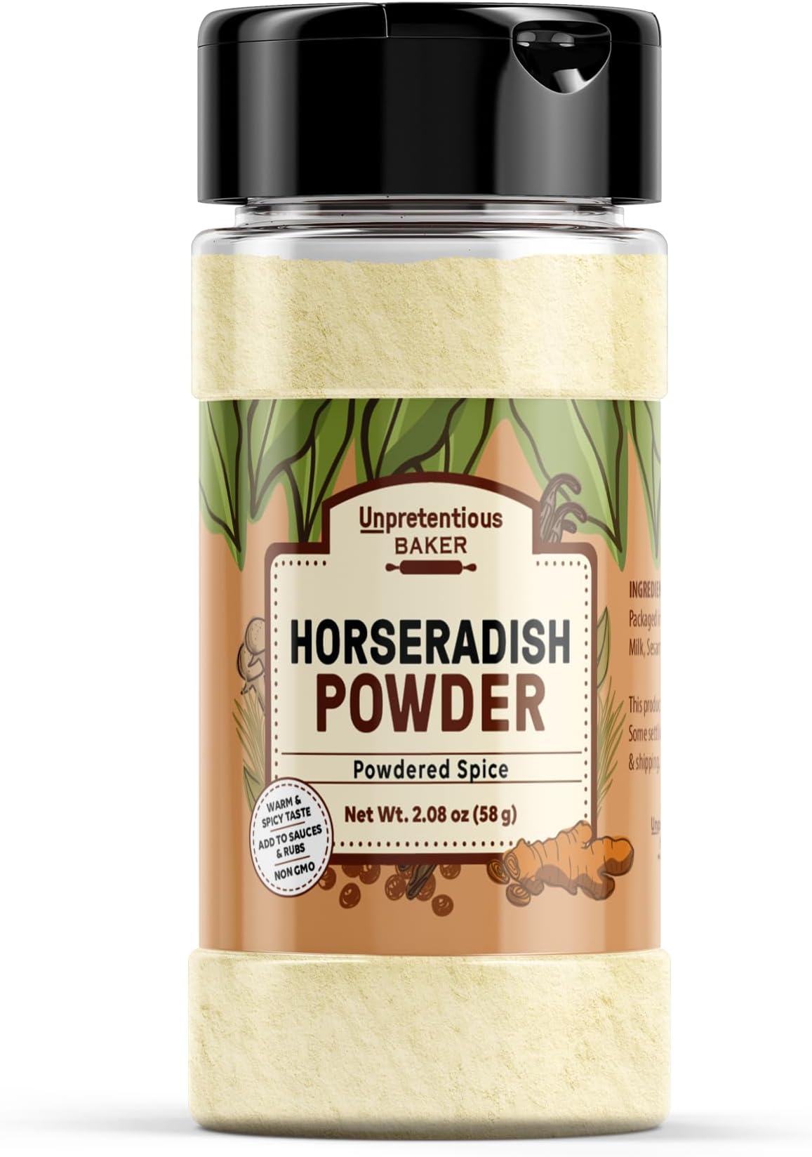 Unpretentious Horseradish Powder, 5 Tbsp, Spicy Root Powder, Sharp & Strong Taste, Non GMO