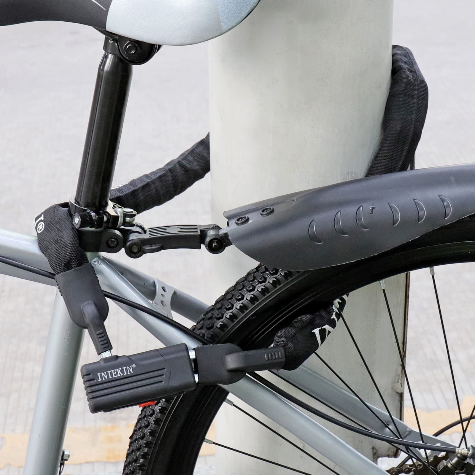 Fahrradkettenschloss, 1.2 m, robustes Fahrradschloss, Anti-Diebstahl-Fahrradkettenschloss, 8 mm dicker, Fahrradschloss, Kettenschloss mit 3 Schlüsseln für Fahrrad, Tor und mehr, schwarz