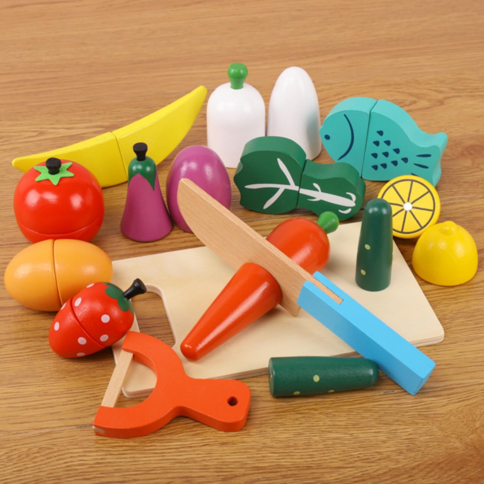 Set di Alimenti Vegetali Giocattolo con Secchio Realistico Kit di Giocattolo con Tagliere e Strumento Tossico