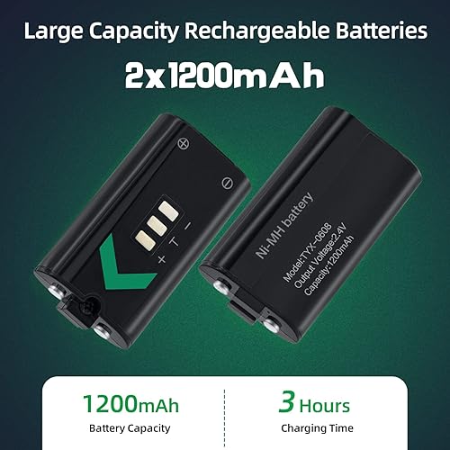 Miniatura 5 de Mcbazel Estación de carga de controlador con 2 paquetes de baterías recargables de 1200 mAh para Xbox Series XS, Xbox Elite 12, Xbox One XS, Xbox